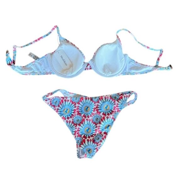Women’s Floral Bikini Set Size XL Pink & Blue Daisy Print – NWT - Picture 3 of 5